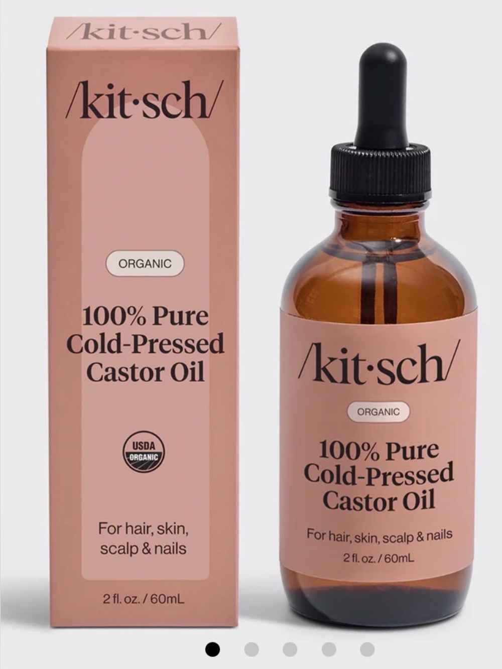 Kit•sch ORGANIC 100% Pure Cold-Pressed CASTOR OIL Glass Bottle Hair Skin Scalp 3